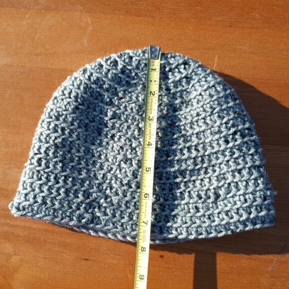 Men's Head Hugger Beanie Hat Handmade Tin Roof Gray Crochet Fishing Outdoors L - Picture 8 of 9